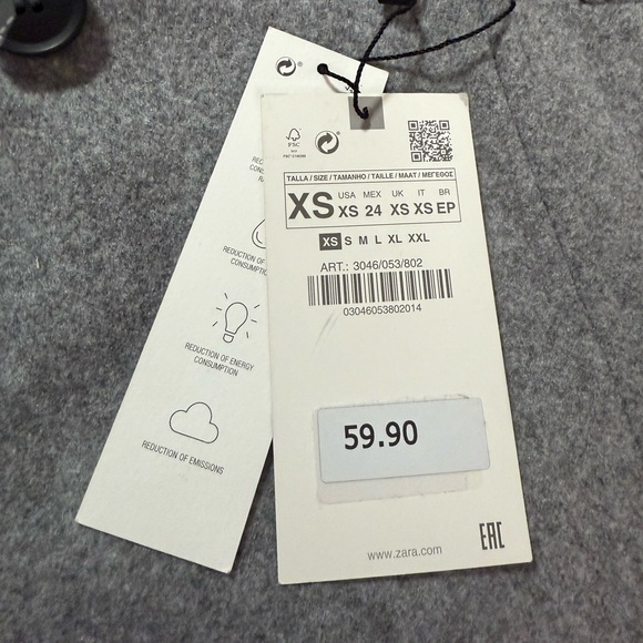 NWT Zara Grey Soft Double-Breasted Waistcoat Size XS - Picture 2 of 10